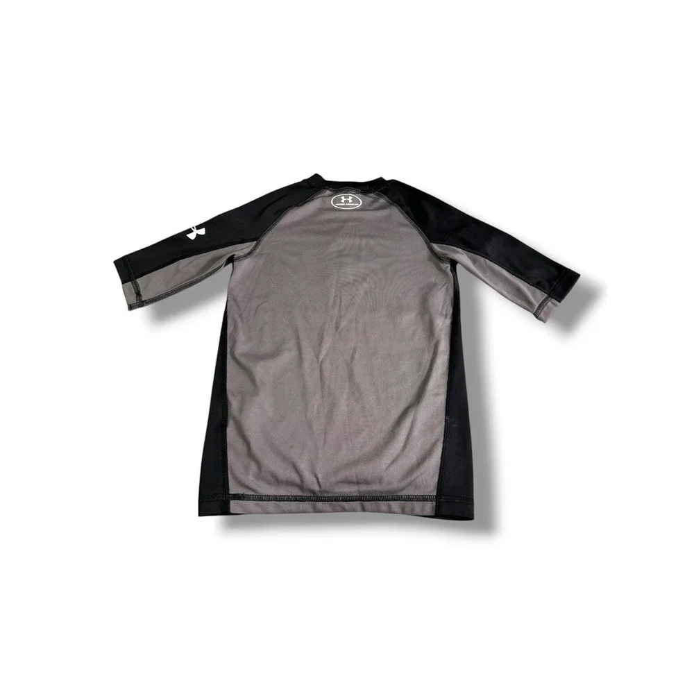 Under‎ Armour Boys HeatGear UPF 50+ Rash Guard Swim Shirt Black Gray YSM New